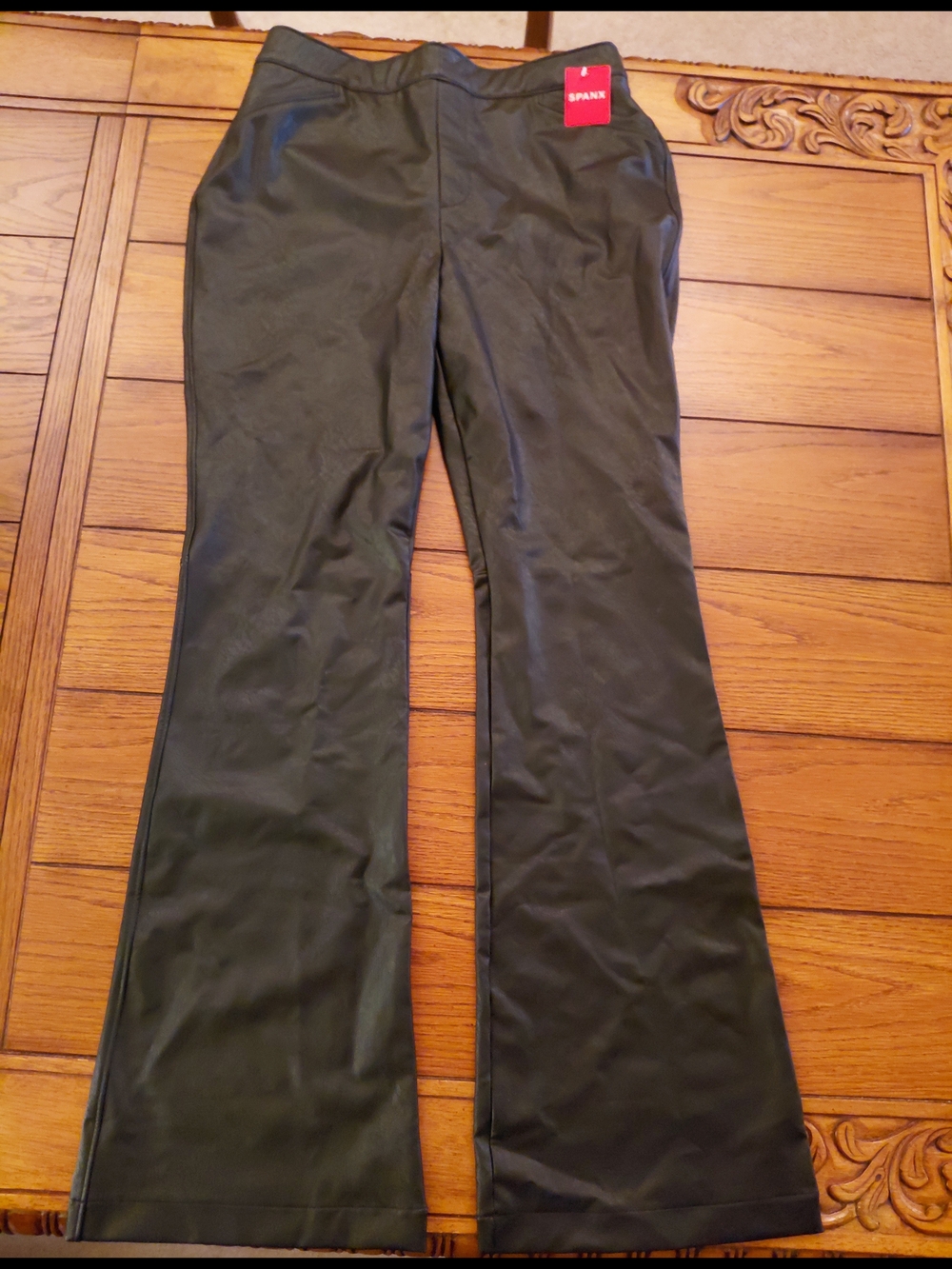 SPANX Black Faux-Leather Flare Pants